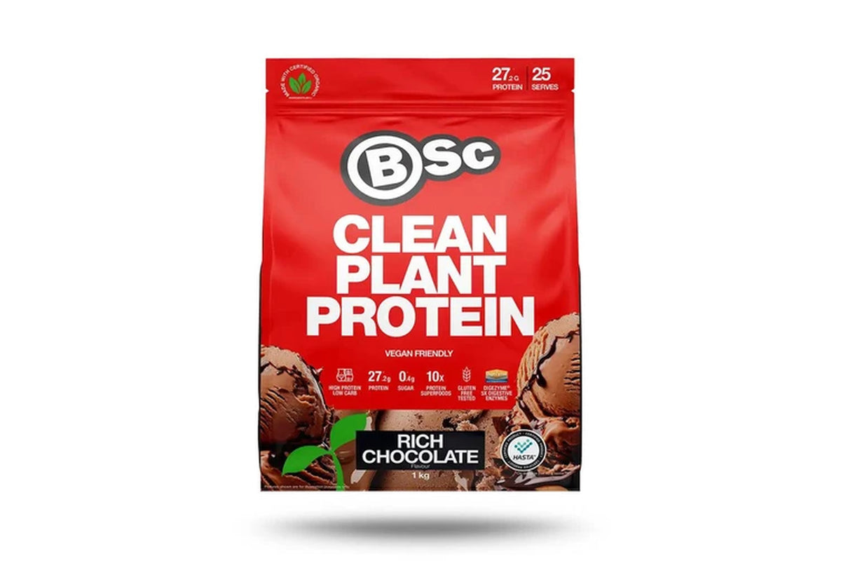 Bsc Clean Plant Based Vegan Protein Powder 25 Serves 1Kg Rich Chocolate