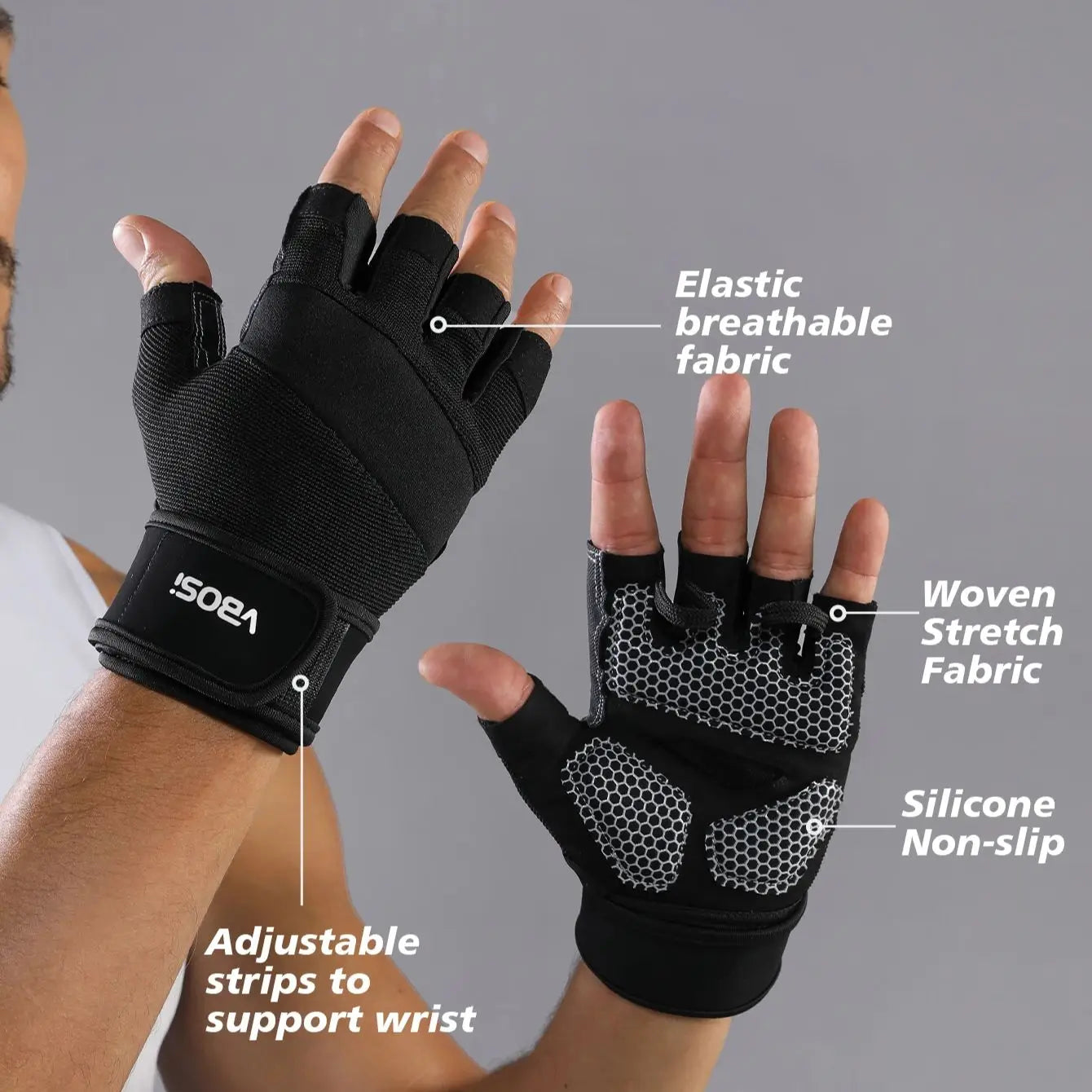 GripForce Gym Gloves — Breathable with Wrist Support